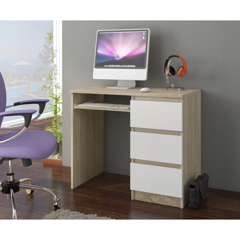 Annalyssia Computer Table, Light Brown/White