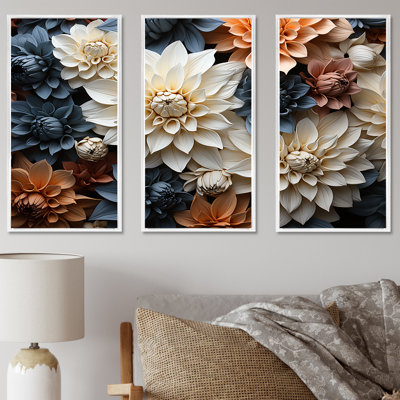 Mums In Stormy Grey Tones - Ensemble de décoration murale Mums