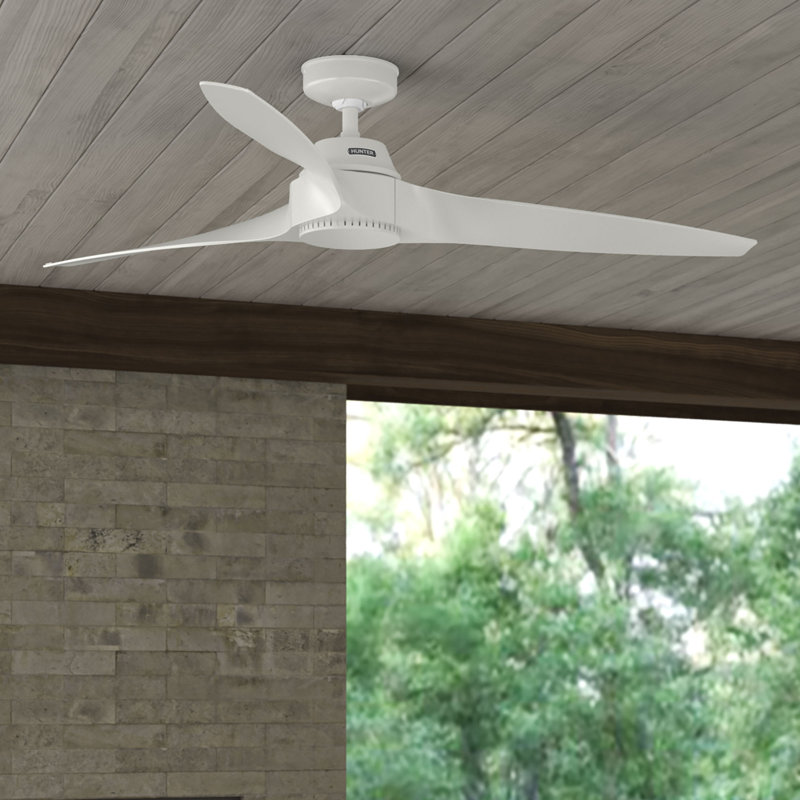 60 inch Mosley ENERGY STAR® Damp Rated Ceiling Fan and Wall Control, White, White