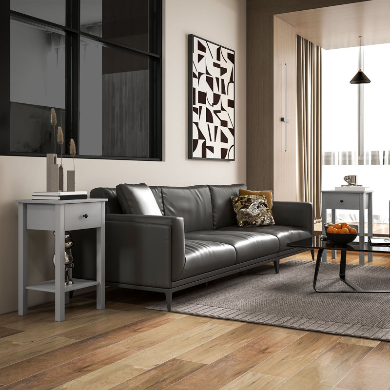 Ensemble de 2 tables d'appoint avec tiroirs et tablette inférieure