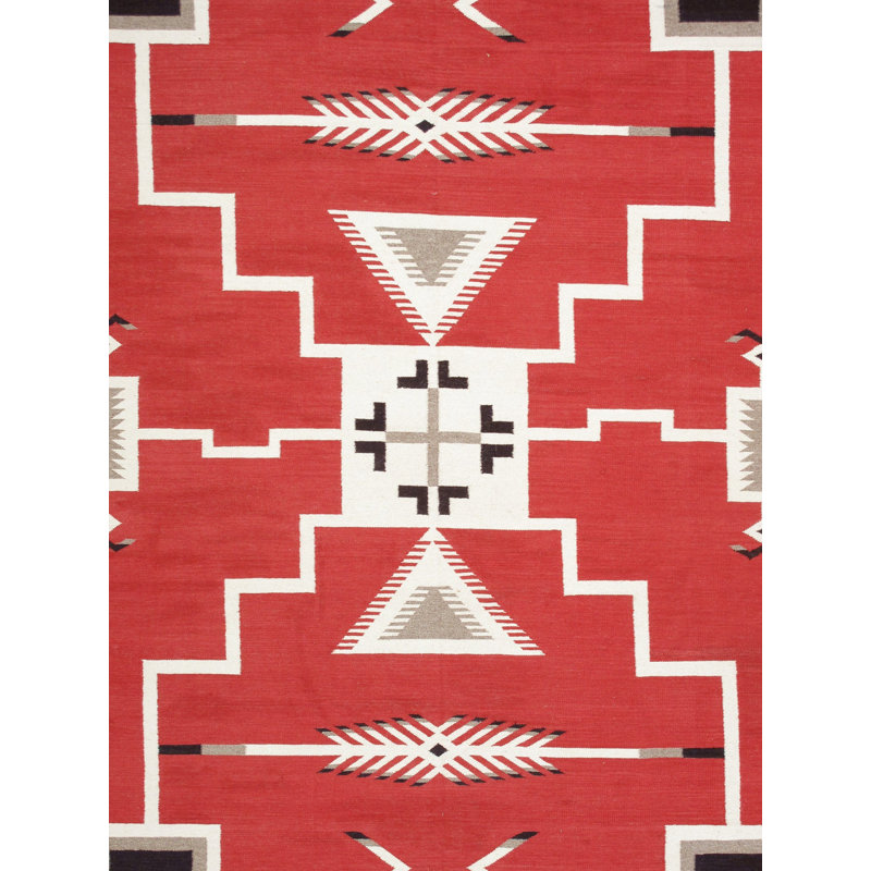 Canvello Reversible Wool Red Area Rug- 9' X 11'10''