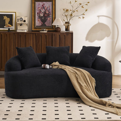 Causeuse courbée en tissu chenille, sans assemblage