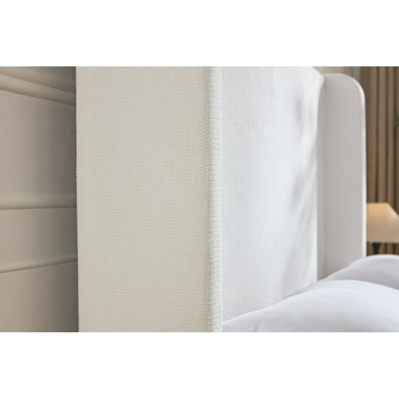 Grand lit tapissier Harper, Blanc crème, Grand
