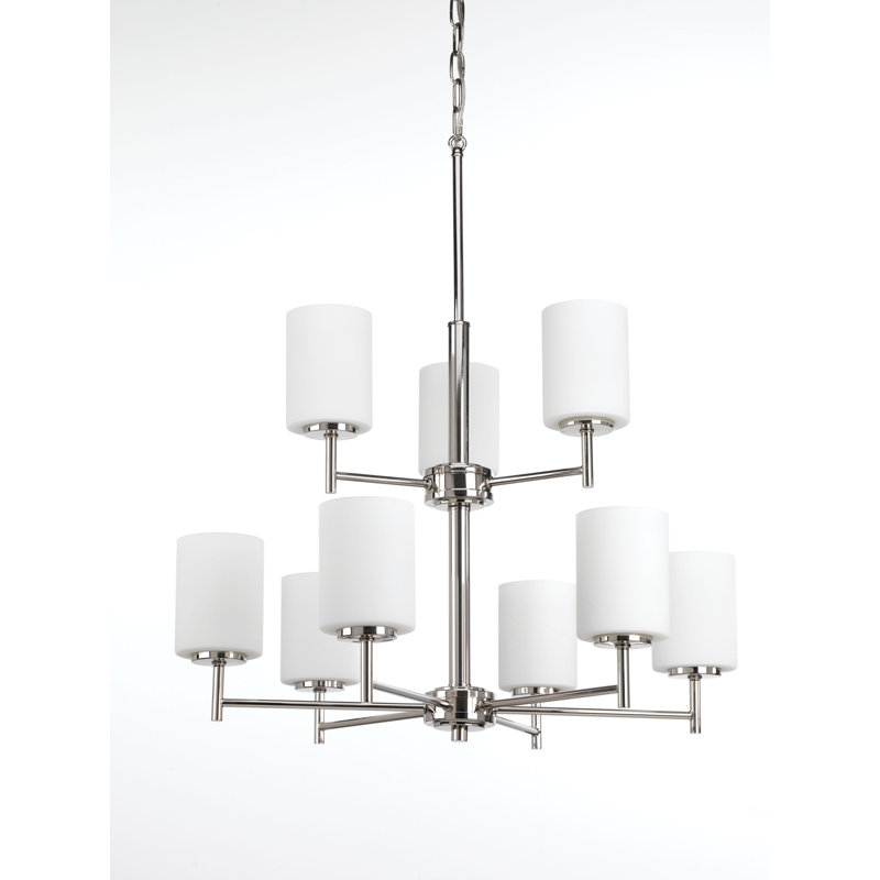 Lustre à niveaux 9 lumières Steelville, Nickel poli
