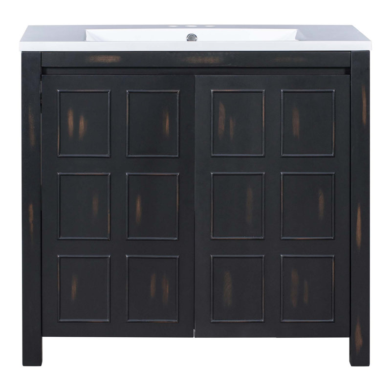 Bathroom Storage Vanity With Resin Sink & 2 Doors