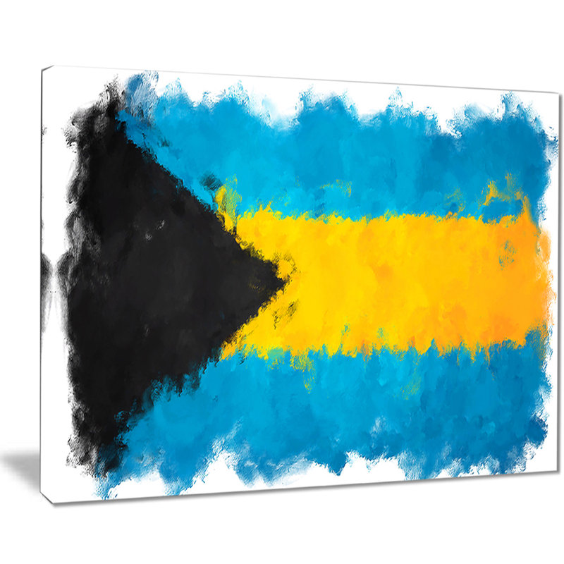 Illustration du drapeau des Bahamas - Impression sur toile tendue, H 30 po x l 40 po x P 1 po