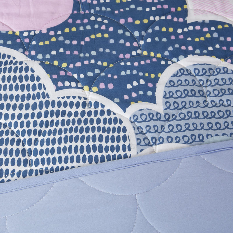 Whimsical Blue Cotton Reversible Kids Daybed Set