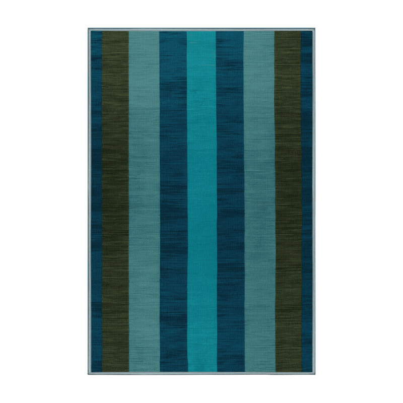 Tapis bleu à carreaux lavable à la machine, Rectangle 3 pi x 5 pi