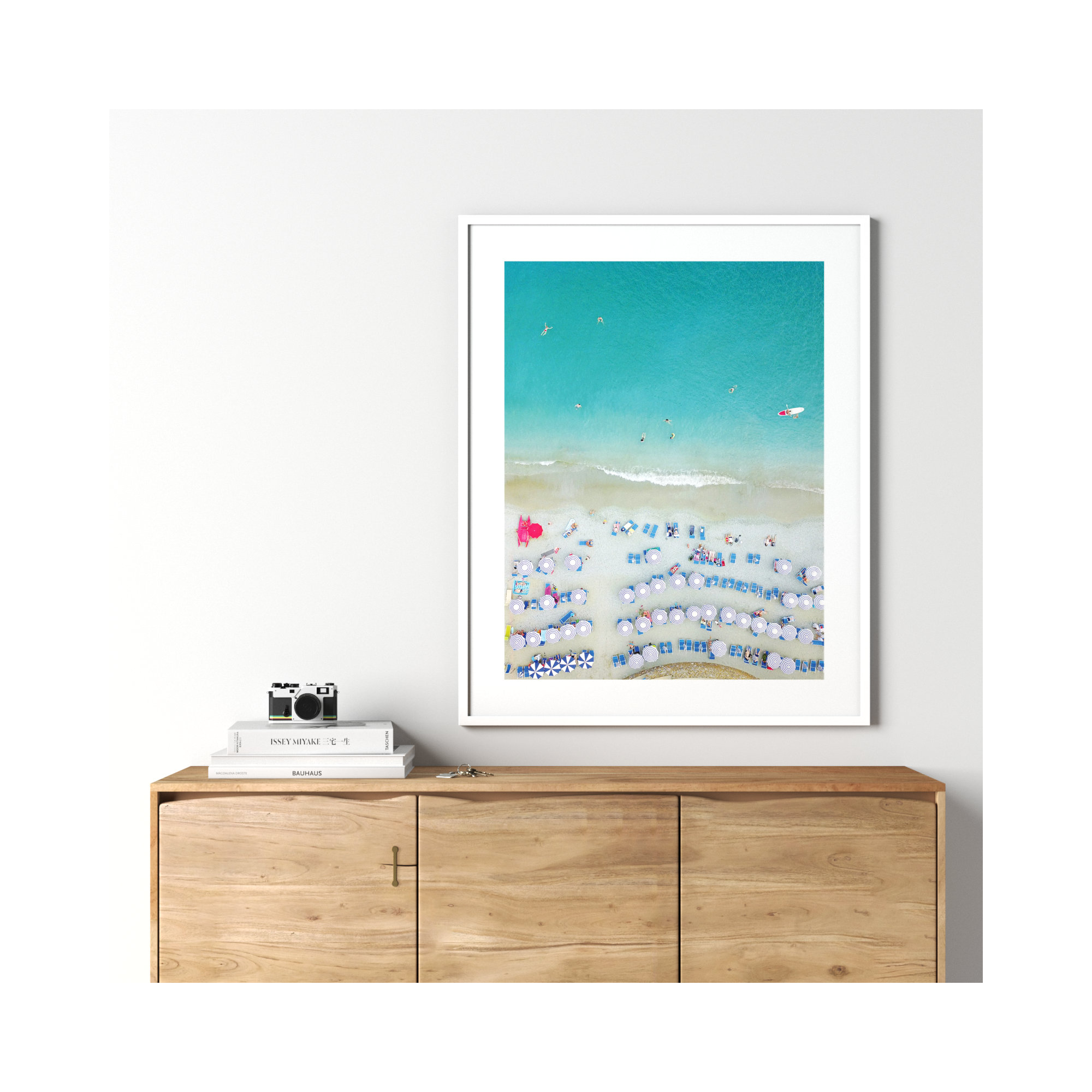 Monterosso Al Mare Swim by Rachel Dowd, 41.25" H x 33.25" W, White Framed