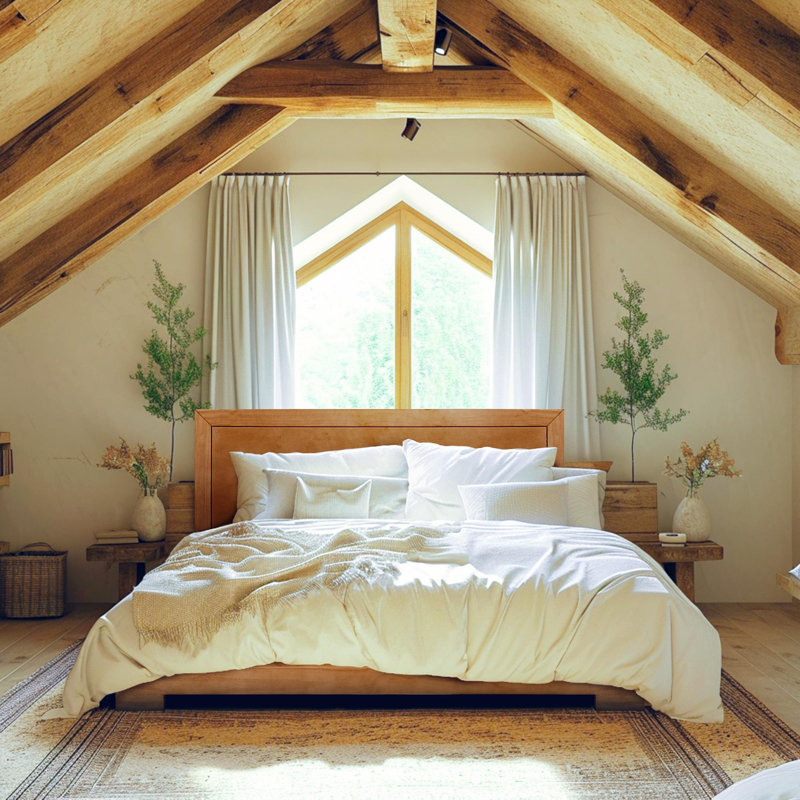 Trent Wood Low Profile Platform Bed, Oak, Twin