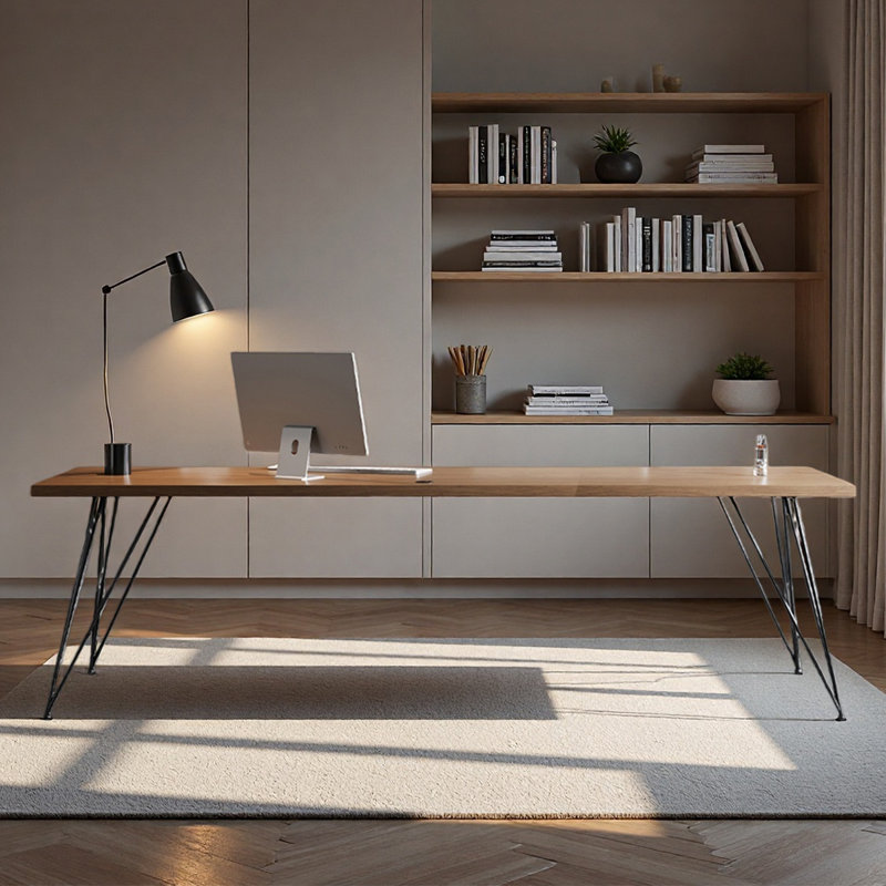 Bureau en bois massif / bureau à domicile, H 29,53 po x l 94,49 po x P 31,5 po