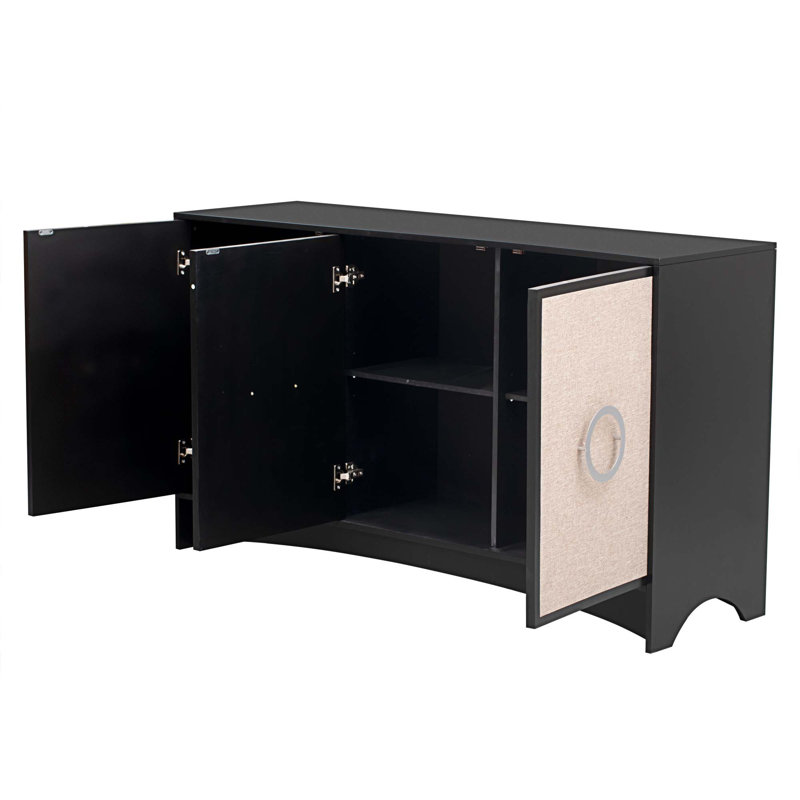 Armoire de rangement Bonifacas, Beige / noir