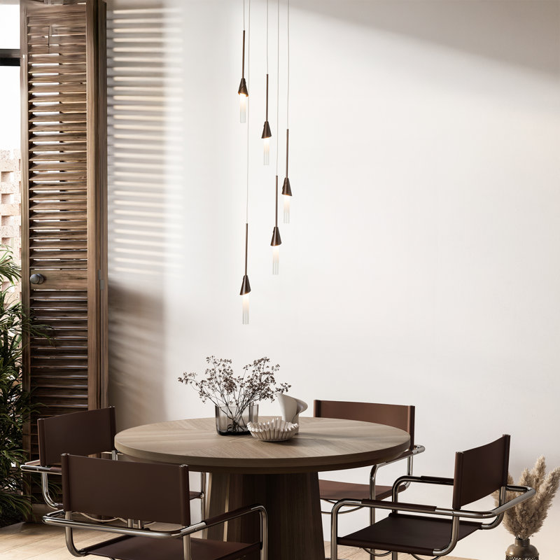 Lilium Round Pendant, 5 Lights, Bronze, 19.4"