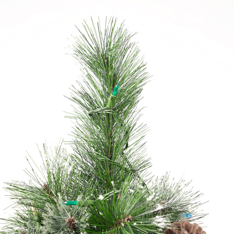 ? Décoration de Noël? Arbre mélangé en cachemire et poils de neige de 7 pi avec 75 cônes de pin et 900 lumières DEL - UL