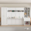 Grand lit escamotable mural avec placard, tiroirs et tablettes, blanc-224209642-224209643