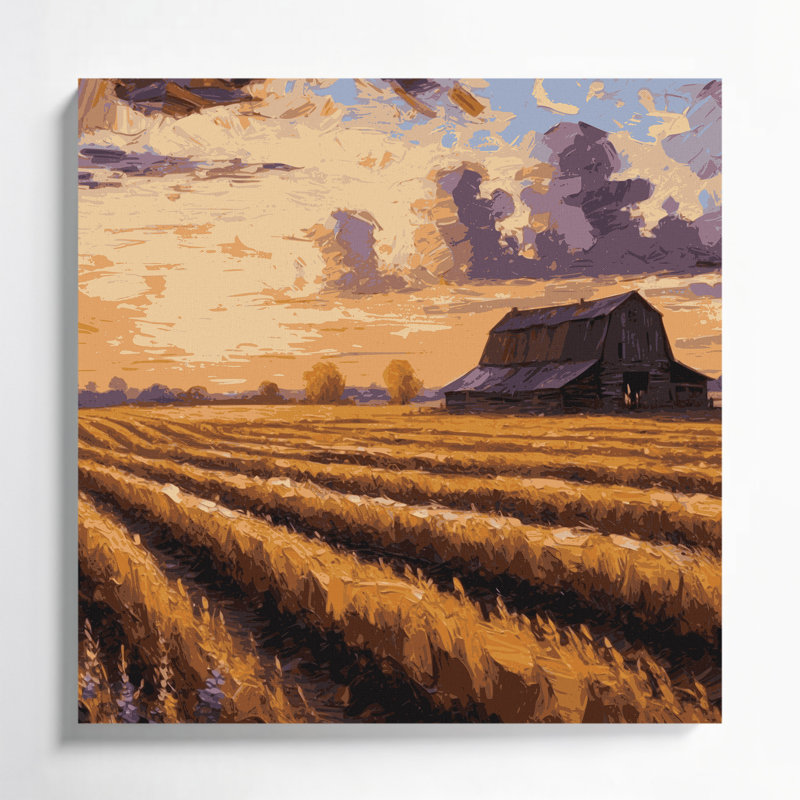 «Farm Evening Sunset», art mural sur toile, H 8 po x l 8 po