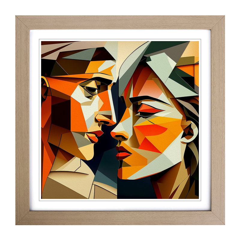 Lovers Cubism - Framed Print, Oak