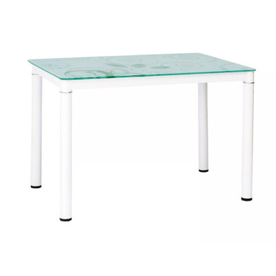 Damar Glass Top Metal Base Dining Table