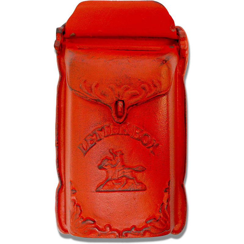 Cara Red Antique Iron Wall Mounted Lockable Mailbox