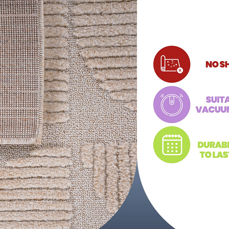 Collection High-Low Indoor Area Rug, Modern, Contemporary, Geometric, Bohemian, Bedroom, Kitchen, Living Room, Doormat, Non Shedding Carpet