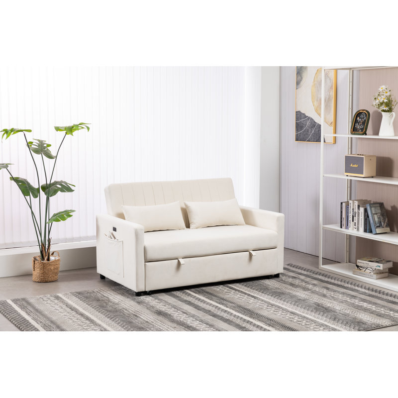 Kusilvak 58'' Velvet Sofa, Beige