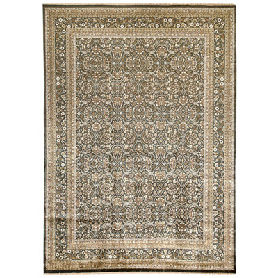 Tapis vert olive et vert olive noué à la main de haute qualité