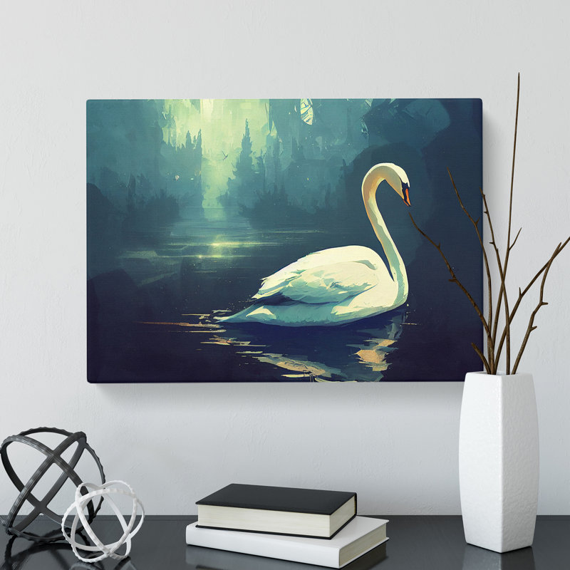 Swan Art Painting Vol.5 - Wrapped Canvas, 35cm H x 50cm W x 3cm D