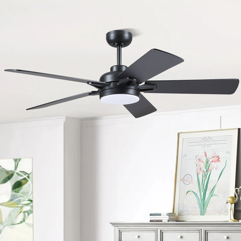 52 Inch Ceiling Fan With Lights And Remote Control,Low Profile Ceiling Fans With 5 Dual-Sided Blades And Reversible Dc Motor