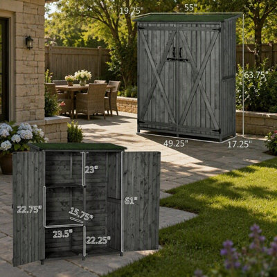 Remise de jardin en bois durable avec toit imperméable et organisateur d'outils efficace pour le rangement extérieur