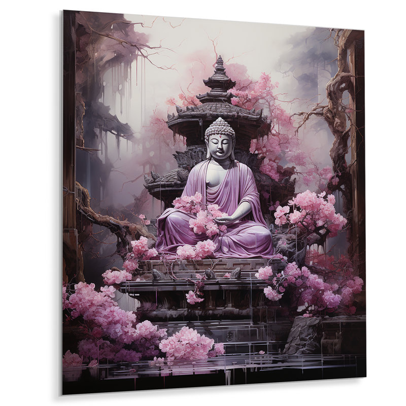 Pink Buddhism Buddhist Chanting - Buddhism Metal Art Print, H 32 po x l 16 po x P 1 po