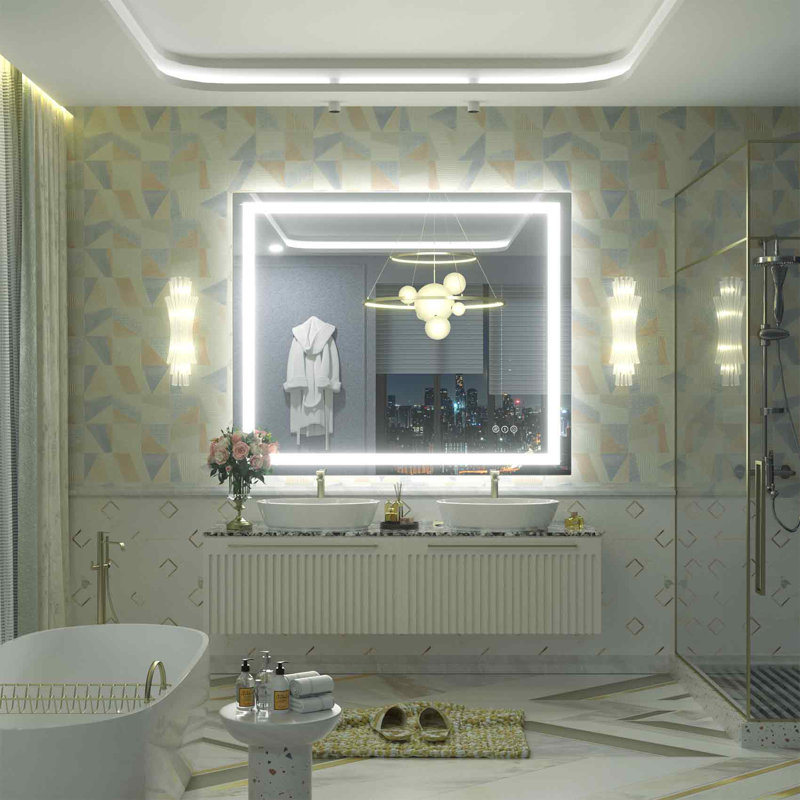Wayfair Basics® UL Certified Front & Back LED Anti-Fog Tempered Glass Bathroom/Vanity Mirror with 3-Year Warranty, 48" x 40"