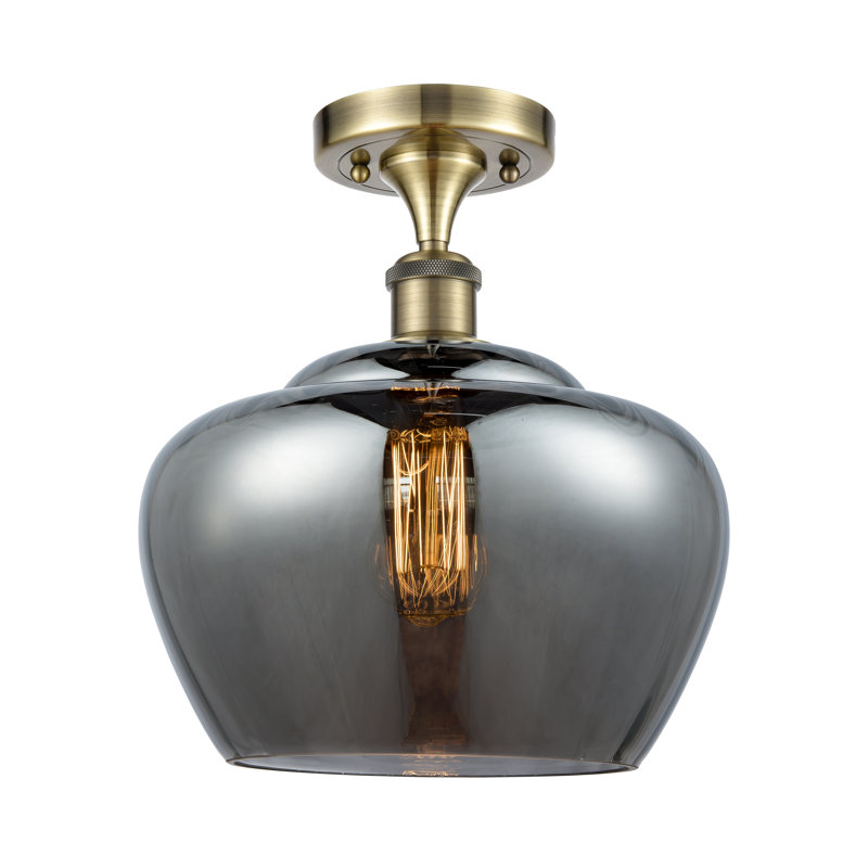 Plafonnier semi-encastré 11 po Ballston Fenton, Ampoule non incluse, Plaqué couleur fumée