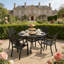 Ensemble de 5 chaises d'extérieur avec chaises empilables et table ronde en métal à lattes pour jardin ou terrasse-1769821504
