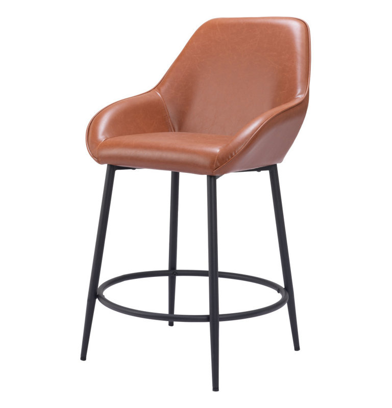 Ensemble de deux chaises de bar en similicuir brun et noir de 25 po