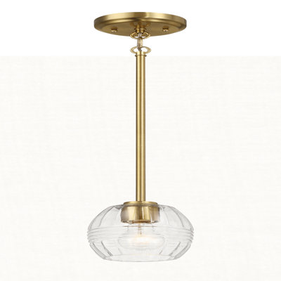Luminaire suspendu à chaîne simple Vista avec verre transparent - laiton satiné Vista