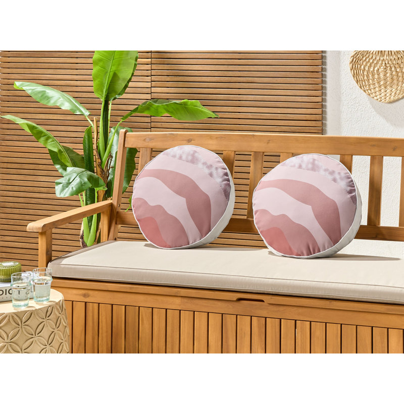 CAMPEI Indoor / Outdoor Abstract Pink Circular Cushion