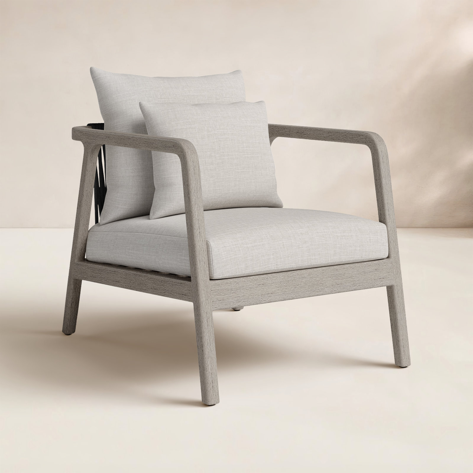 Layne Teak Outdoor Lounge Chair, Stone Gray, Gray