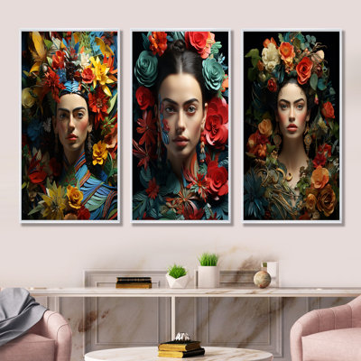 «Mexicain Frida S Spirit Photo I», ensemble de 3 reproductions d'art sur toile