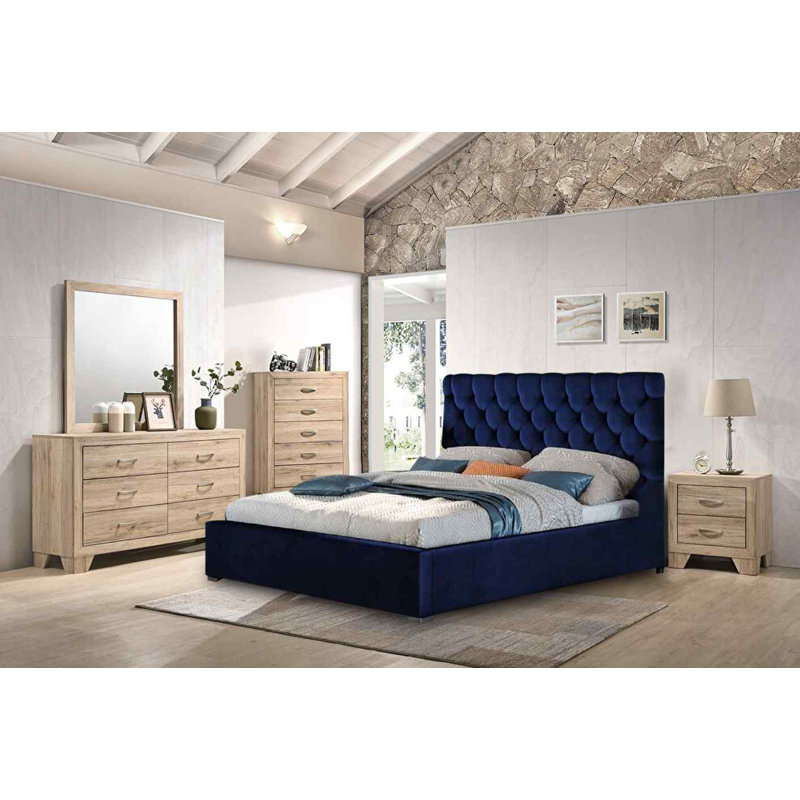 Upholstered Bed, Kingsize (5'), Blue