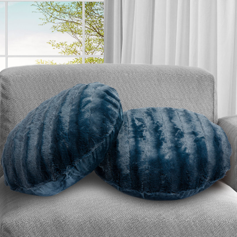 Housse et insert de coussin de sol en fausse fourrure, Bleu