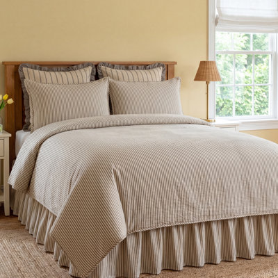 Emmit Sawyer Mill Ticking Stripe Quilt Coverlet