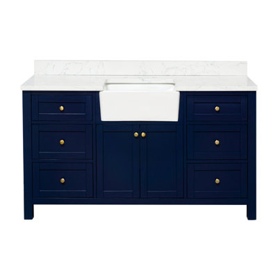 Yorkshire 60'' Single Bathroom Vanity with Engineered Stone Top
