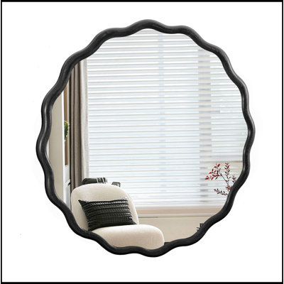 Solid Wood Wavy Mirror- Vanity Mirror Wall Decor Modern Mirror Wall Decor For Bathroom, Bedroom, Living Room, Dining Room, Cloakroom, Entryway