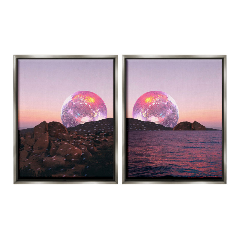 «Surreal disco ball paysage» par Lil 'Rue 2 - Pièces sur, Cadre flottant gris lustré, H 21 po x l 17 po