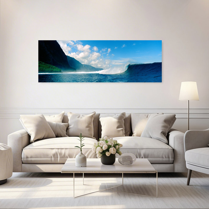 Vagues dans la mer, Molokai, Hawaï, paysage contemporain abstrait, art mural, H 60 po x l 20 po