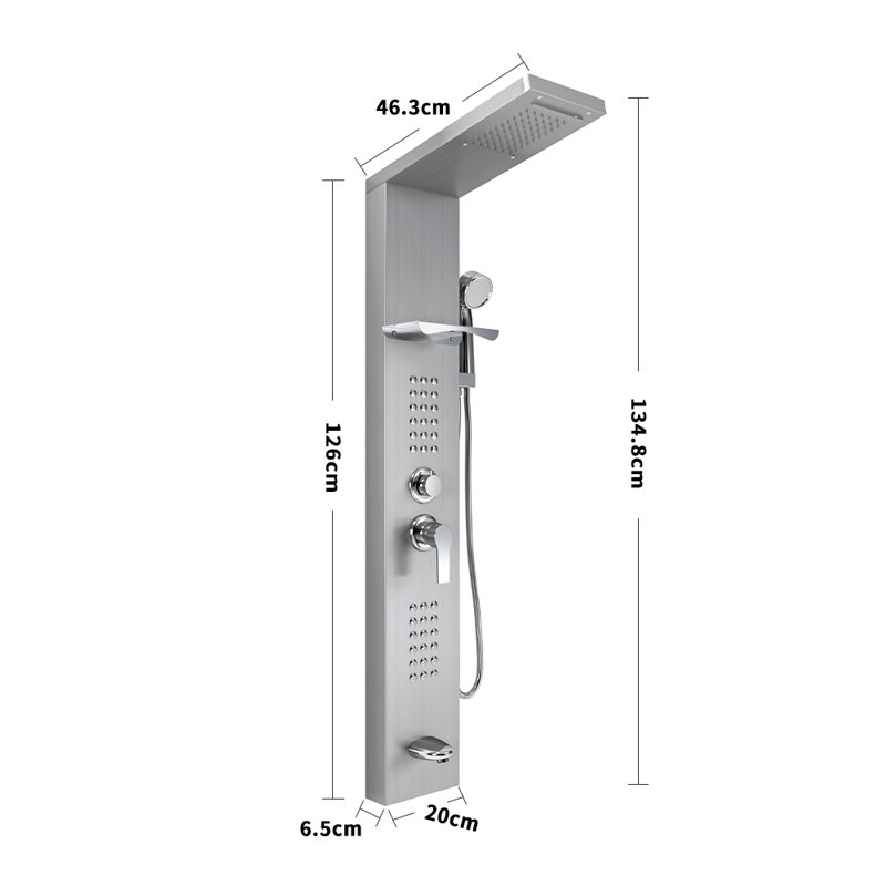 Restivo Shower Tower Panel, Silver