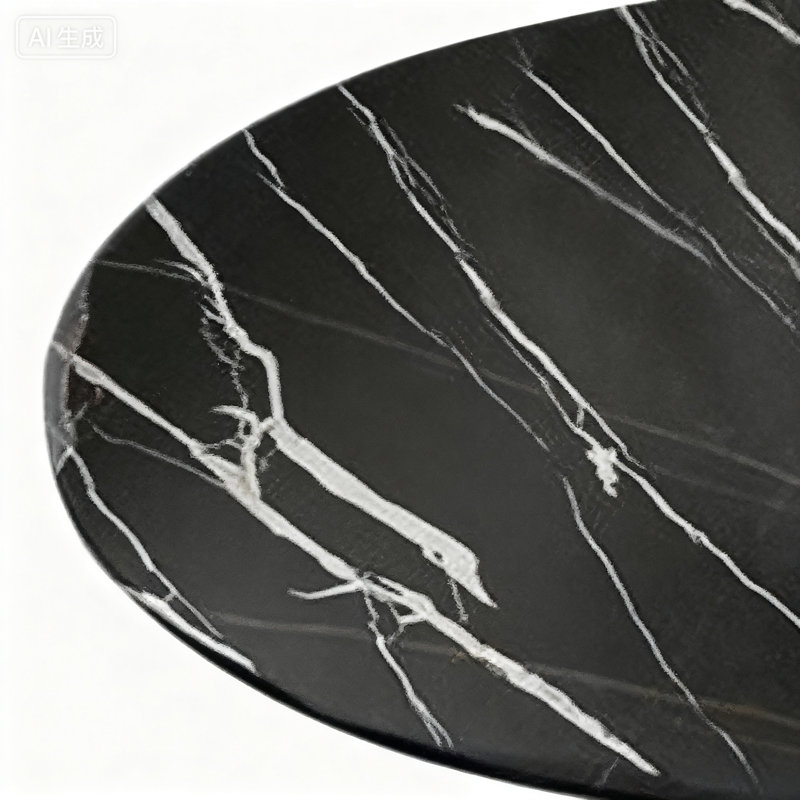 Table de salle à manger Tulip, H 29,13 po x L 23,63 po x l 23,63 po, Noir, Marbre noir