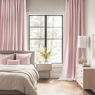 Ensemble de 2 panneaux de rideaux occultants de couleur rose pour bébé de 96 pouces de long avec 2 panneaux pour le salon et la chambre à coucher