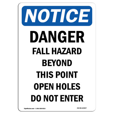 OSHA Notice - Danger Fall Hazard Beyond This Sign