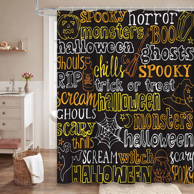 Rideau de douche Halloween avec 7 crochets, L 72 po x l 72 po